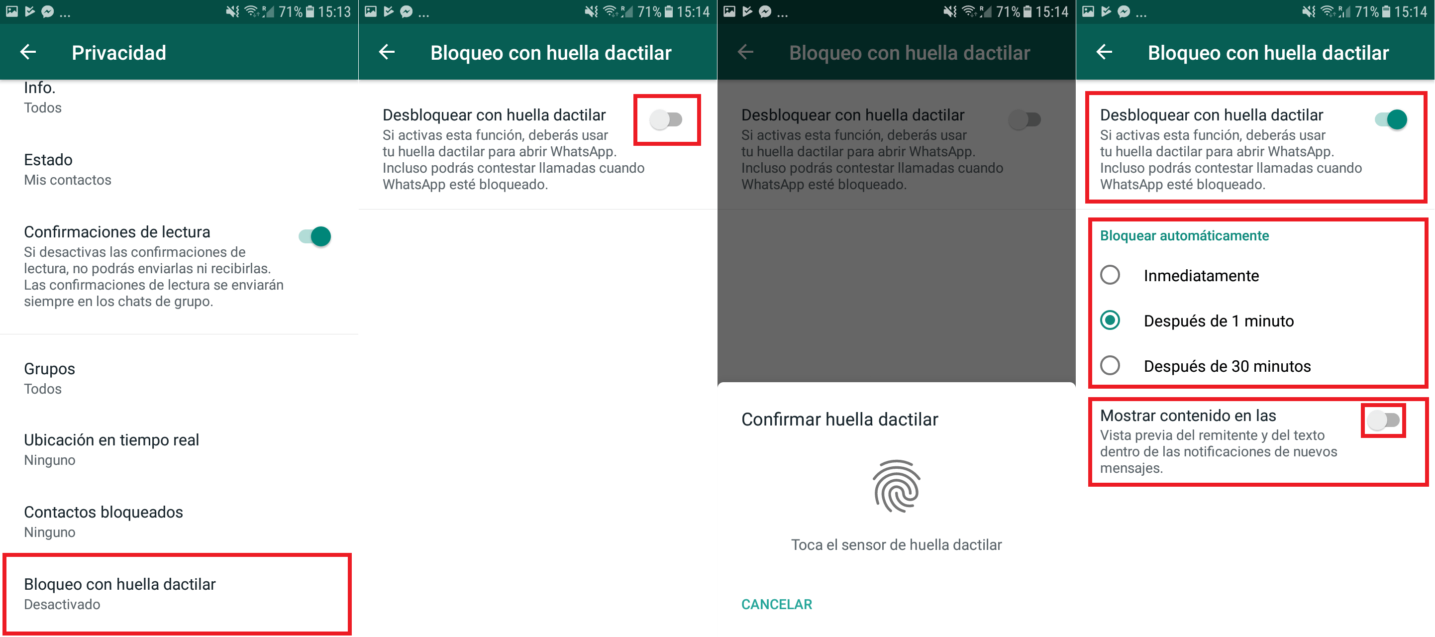 proteger tus mensajes de whatsapp con huella dactilar