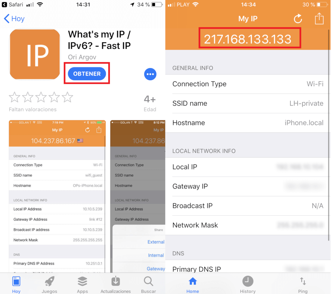 como saber la IP publica de tu dispositivo iOS o Android