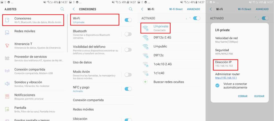 como conocer la IP privada de tu telefono Android