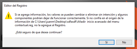 activar el acceso a las opciones avanzadas de inicio de Windows desde el menu contextual de windows 