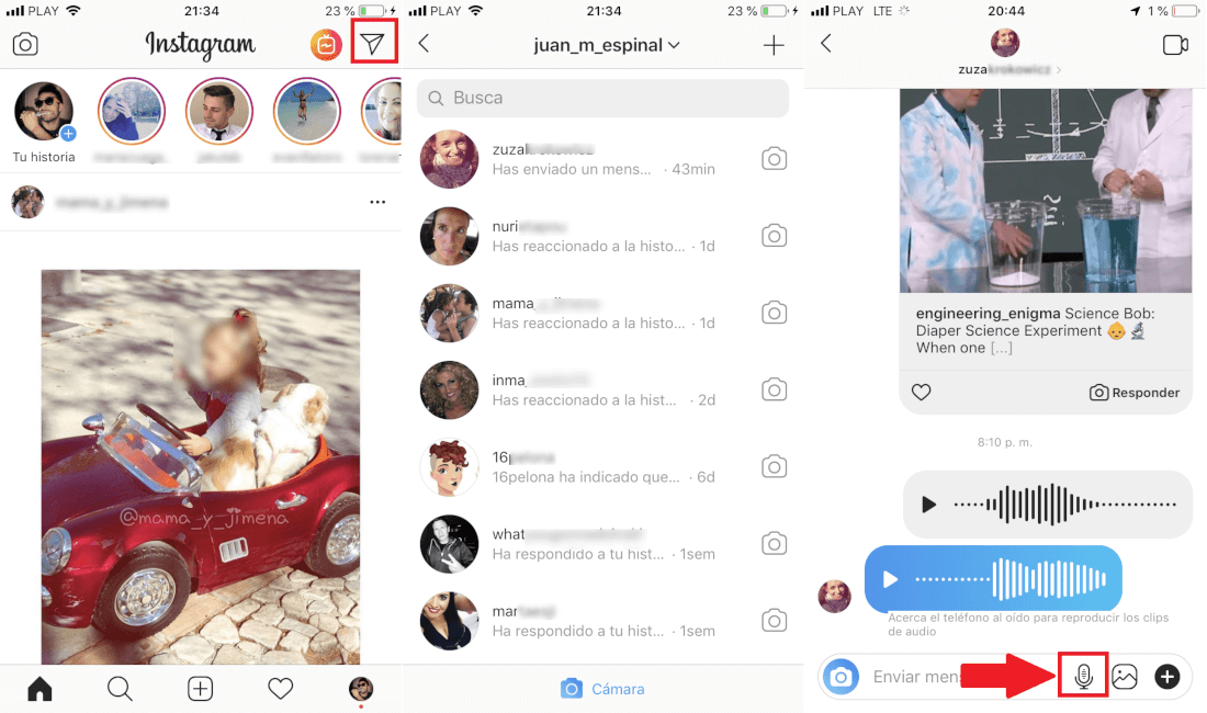 ya puedes enviar mensajes de voz en Instagram