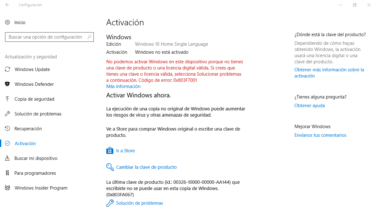 Windows 10 puede ser activado con la clave de producto del ordenador antiguo