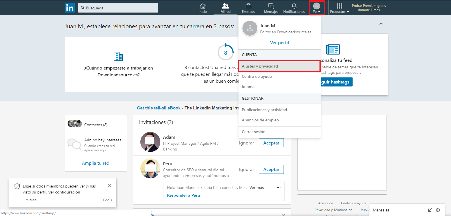 LinkedIn permite ocultar tu identidad cuando visitas otro perfil
