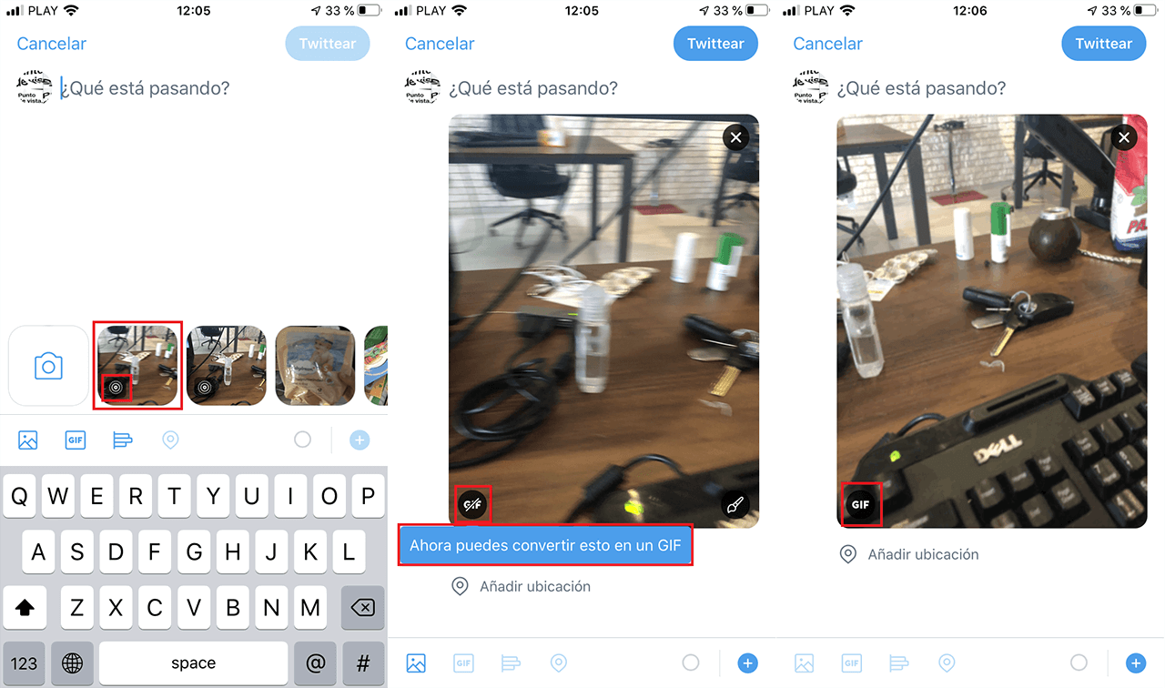 convertir las live fotos a Gif en Twitter para iPhone