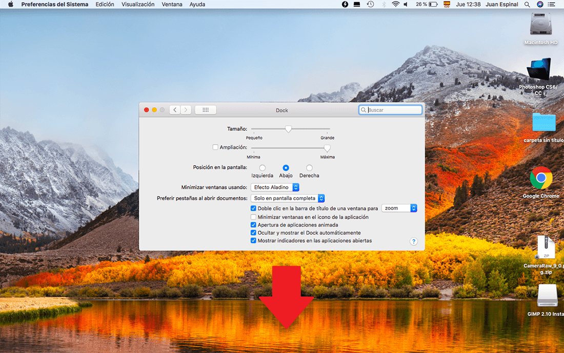 ocultar la barra de tareas de Mac