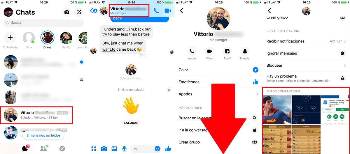 Ver todas las fotos compartidas a traves de un Chat de Facebook en Messenger para IOS