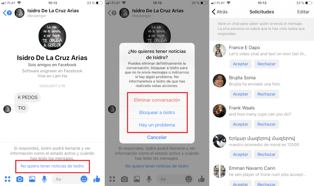 ver las solicitudes de mensajes en la app Messenger de Facebook