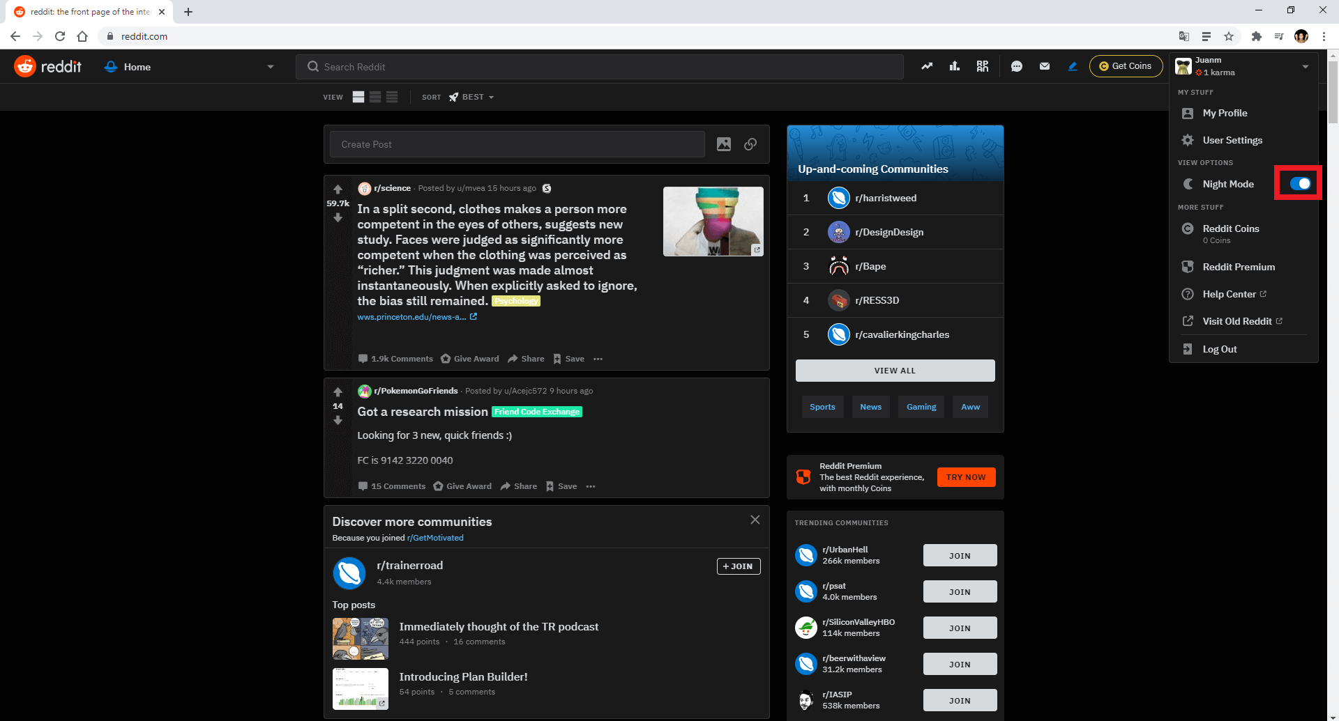 activar modo reddit en la versión Web