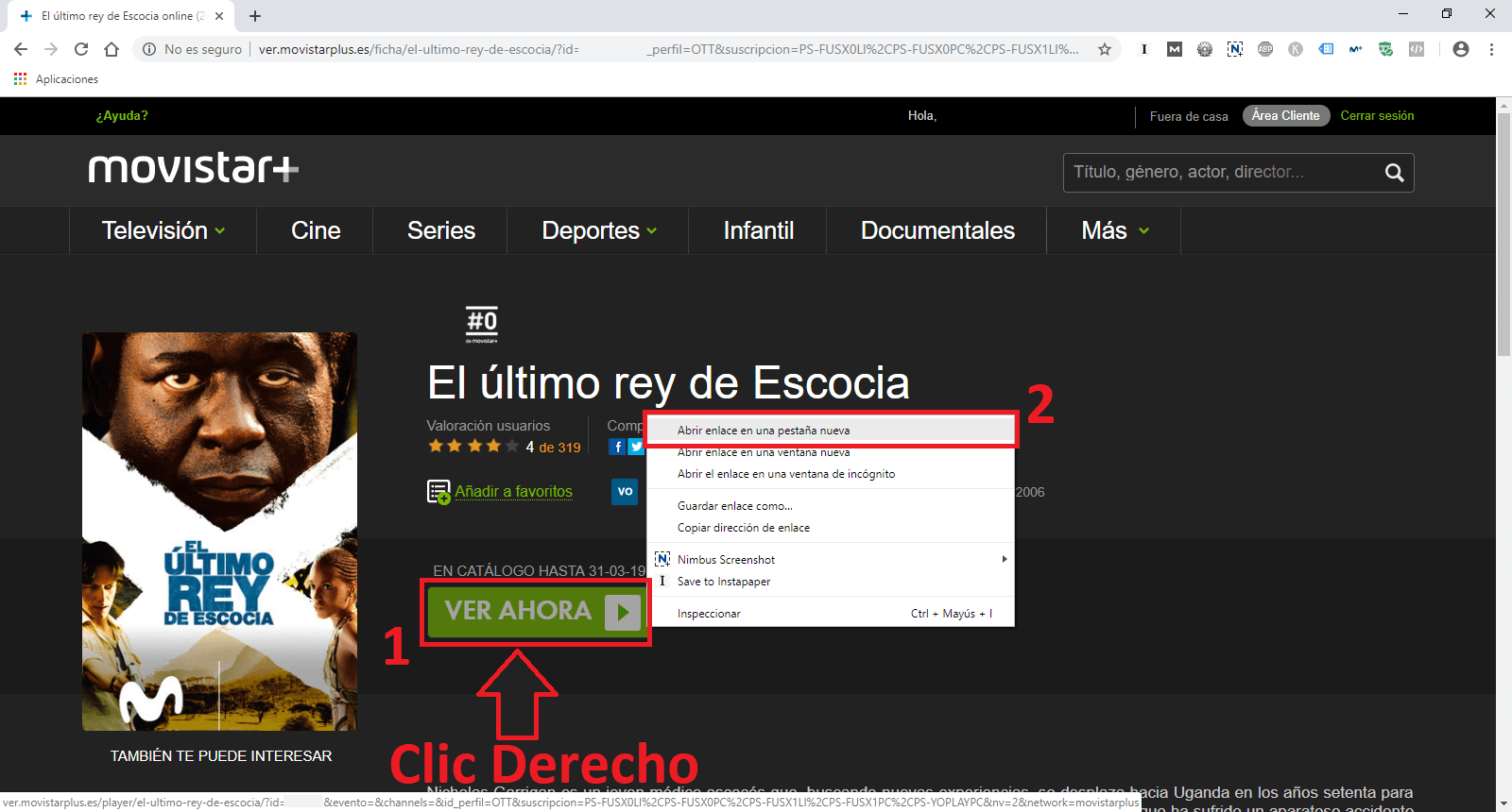 ver las películas y series de Movistar en tu TV con Chromecast.