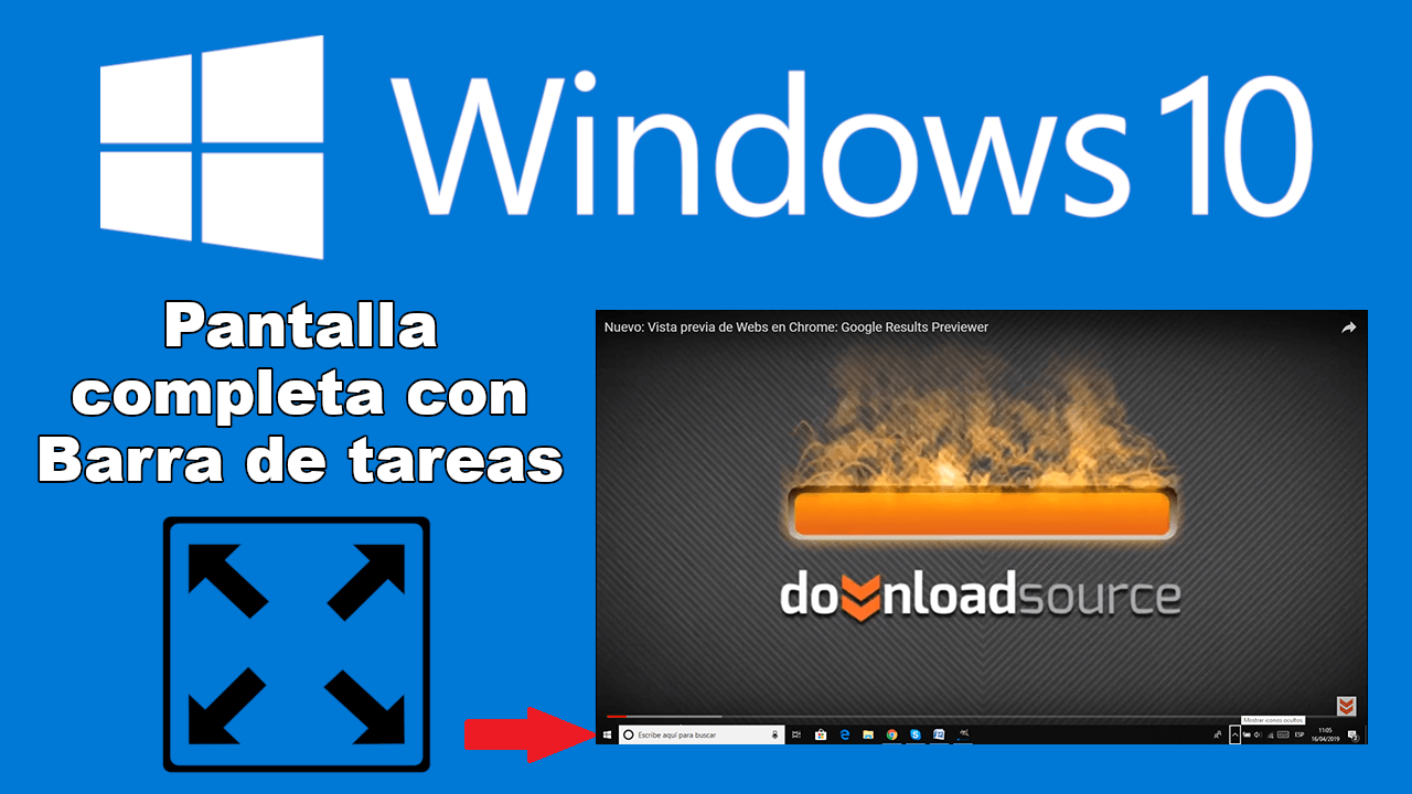 como mostrar la barra de tareas durante la reproducción de pantalla completa en Windows 10