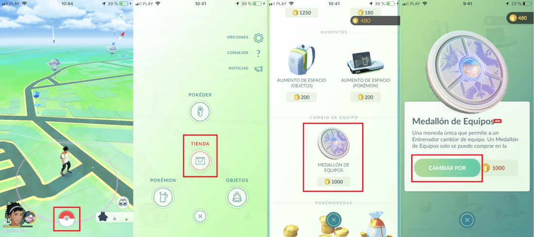 como cambiar de equipo en Pokemon Go Gratis