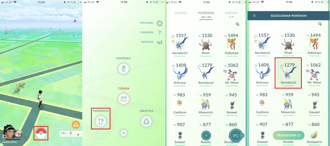 Pokemon go permite transferir varios pokemon de una sola vez