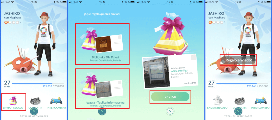 regalar objetos a tus amigos de Pokemon Go
