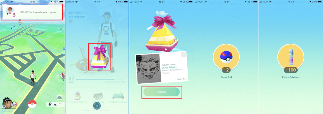 recibir regalos en Pokemon Go