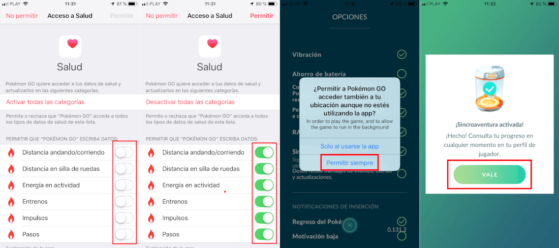 Sicroaventura de Pokemon Go permite compartir los datos de apps Google fit y Salud de Apple