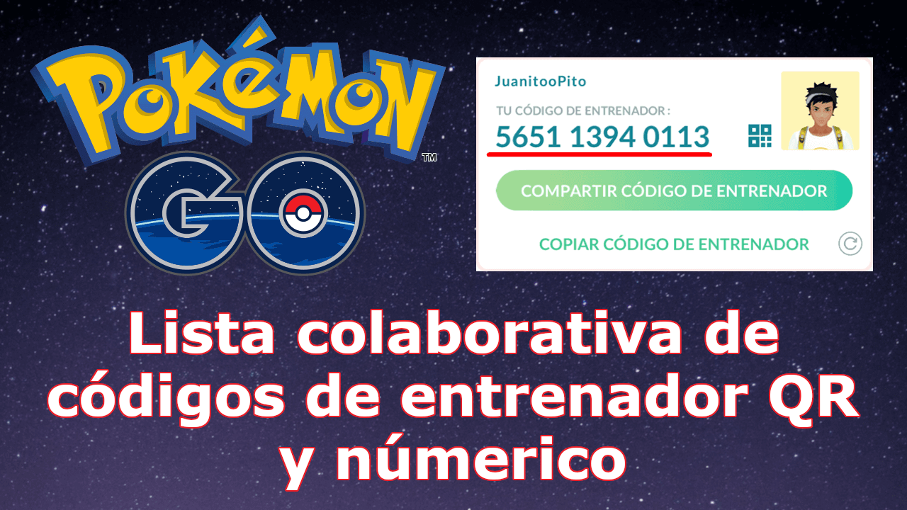 lista de codigos de entrenador de Pokemon Go