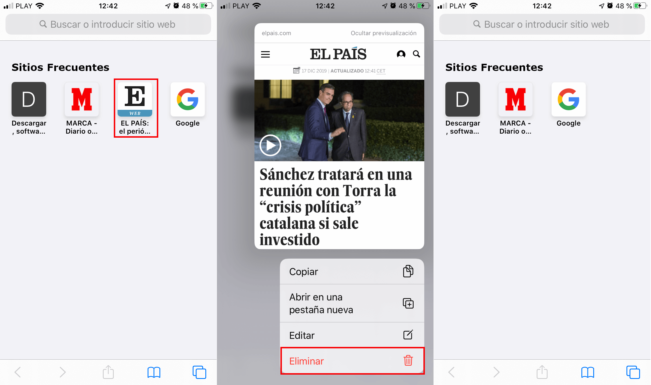 Como deshabilitar la sección de sitios visitado frecuentemente en safari de tu iPhone o ipad