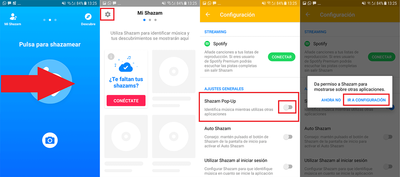 shazam pop-up permite identificar canciones reproducidas en otras apps de tu movil como por ejemplo Youtube