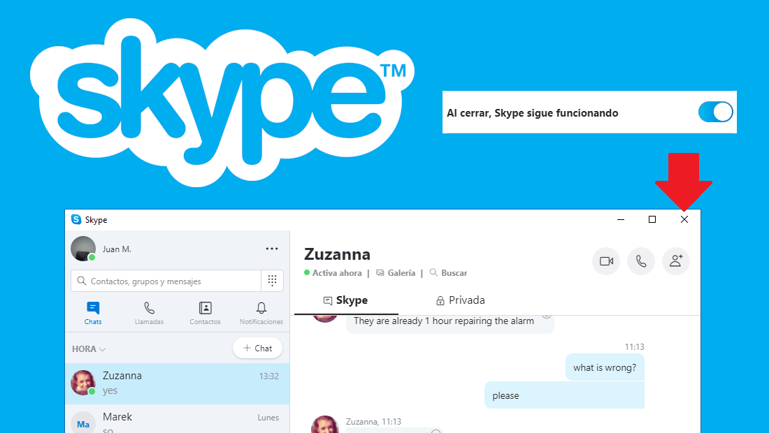 como hacer que cuando cerremos la ventana de Skype el programa se cierre completamente