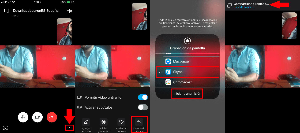 Skype permite compartir pantalla desde la app para android o iPhone