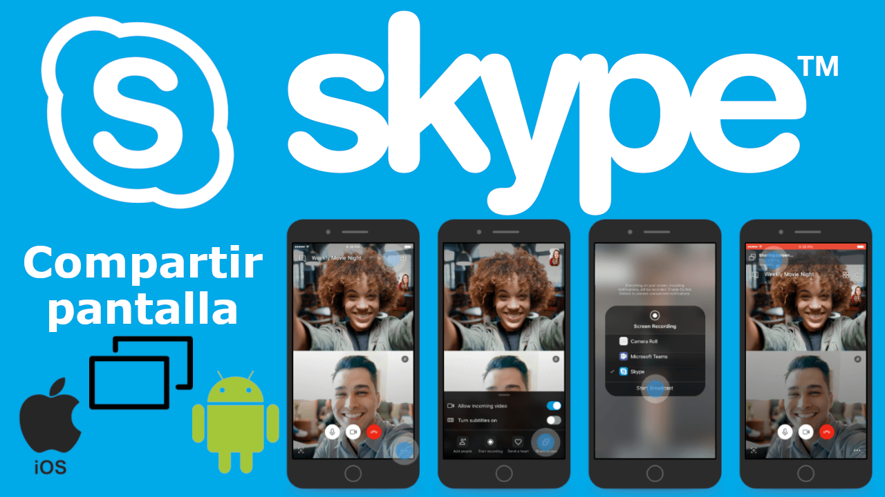 como compartir la pantalla de tu movil con skype