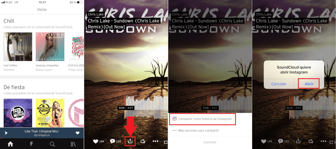 Instagram permite publicar canciones de Soundcloud en tus historias