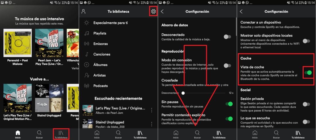 activar y usar la nueva función vista de coche en Spotify