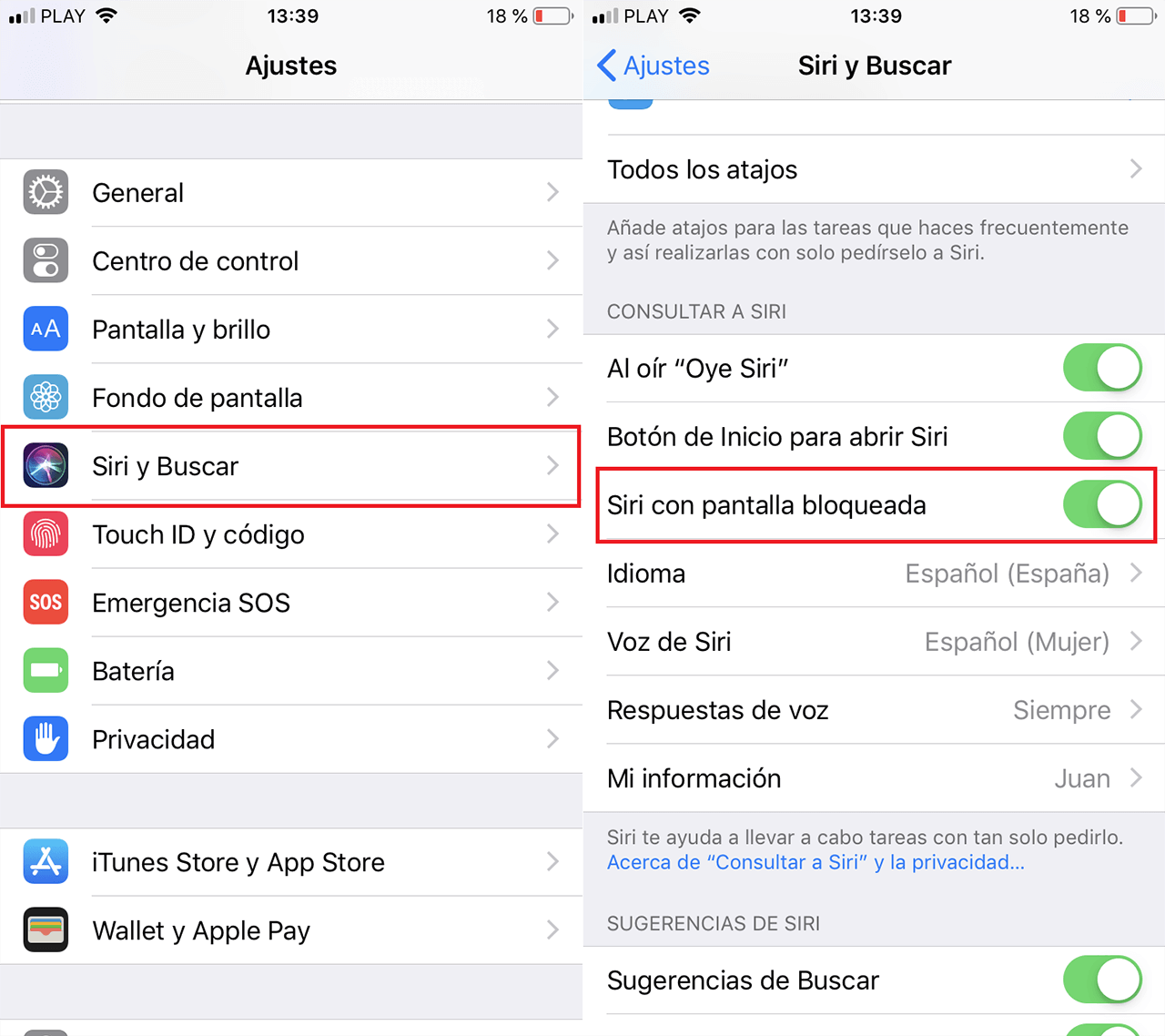 como desactivar las sugerencias de Siri en iPhone o iPad con iOS