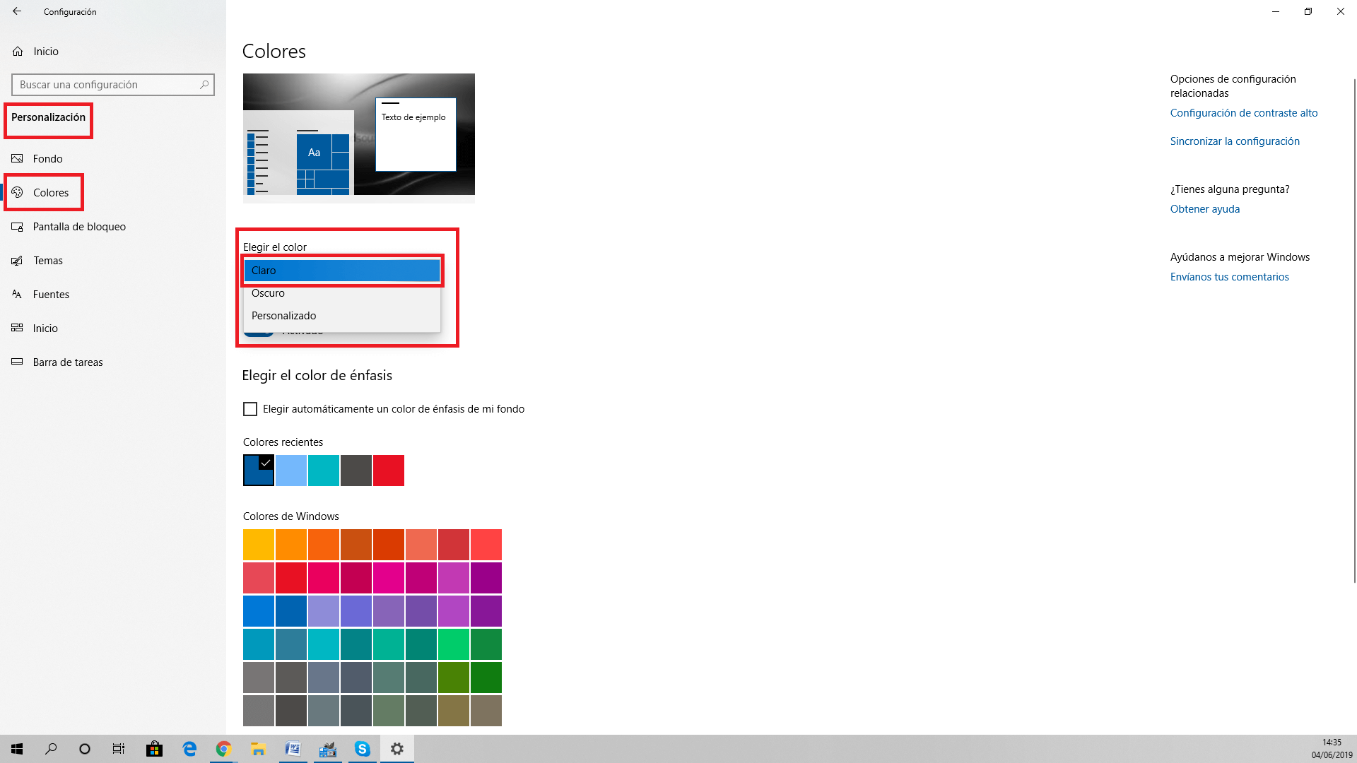 como activar el tema claro de windows 10
