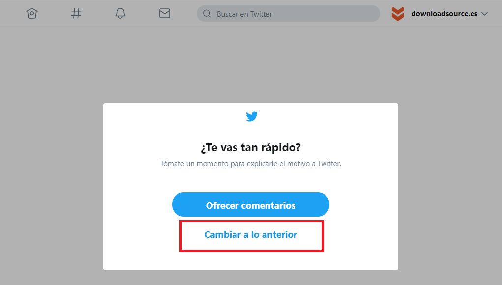 volver al diseño anterior de Twitter en su versión para navegador Web