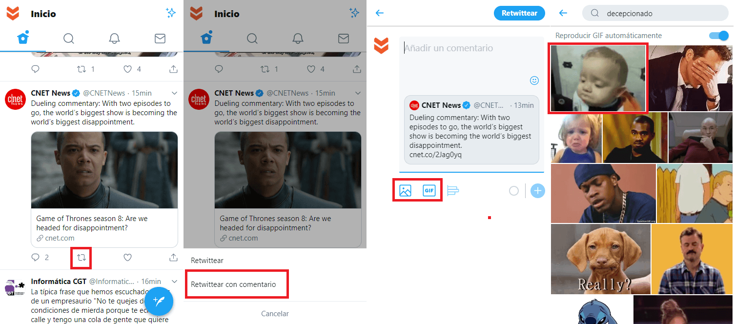 Twitter y como añadir imagenes o GIF a tus Retweets