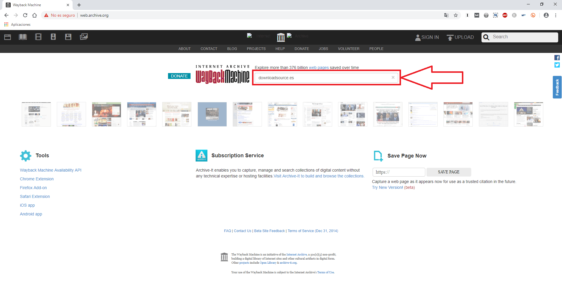 ver el diseño antiguo de una Web