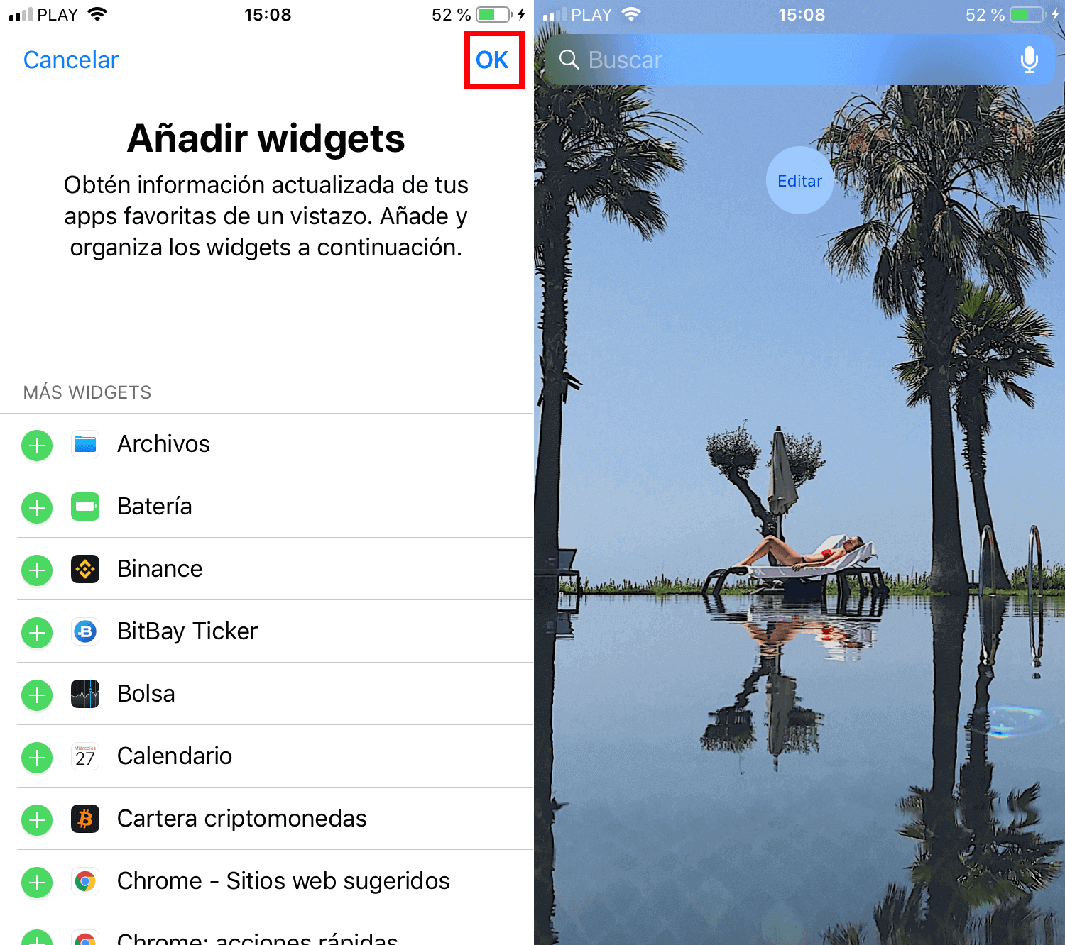 deshabilitar los Widgets de iPhone y iPad con iOS como por ejemplo las sugerencias de Siri y otros Widgets