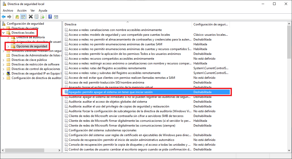 Pantalla de bloqueo con las opciones de inicio de sesión en Windows 10