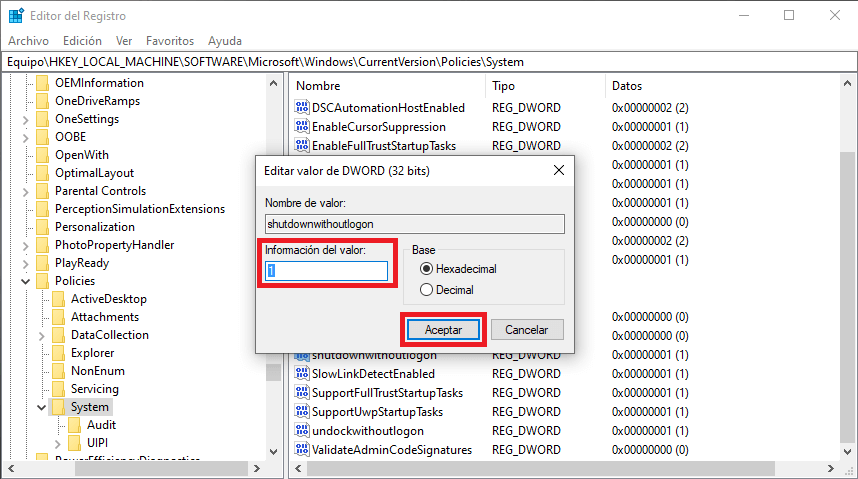 Pantalla de bloqueo no muestra las opciones de apagado en Windows 10.