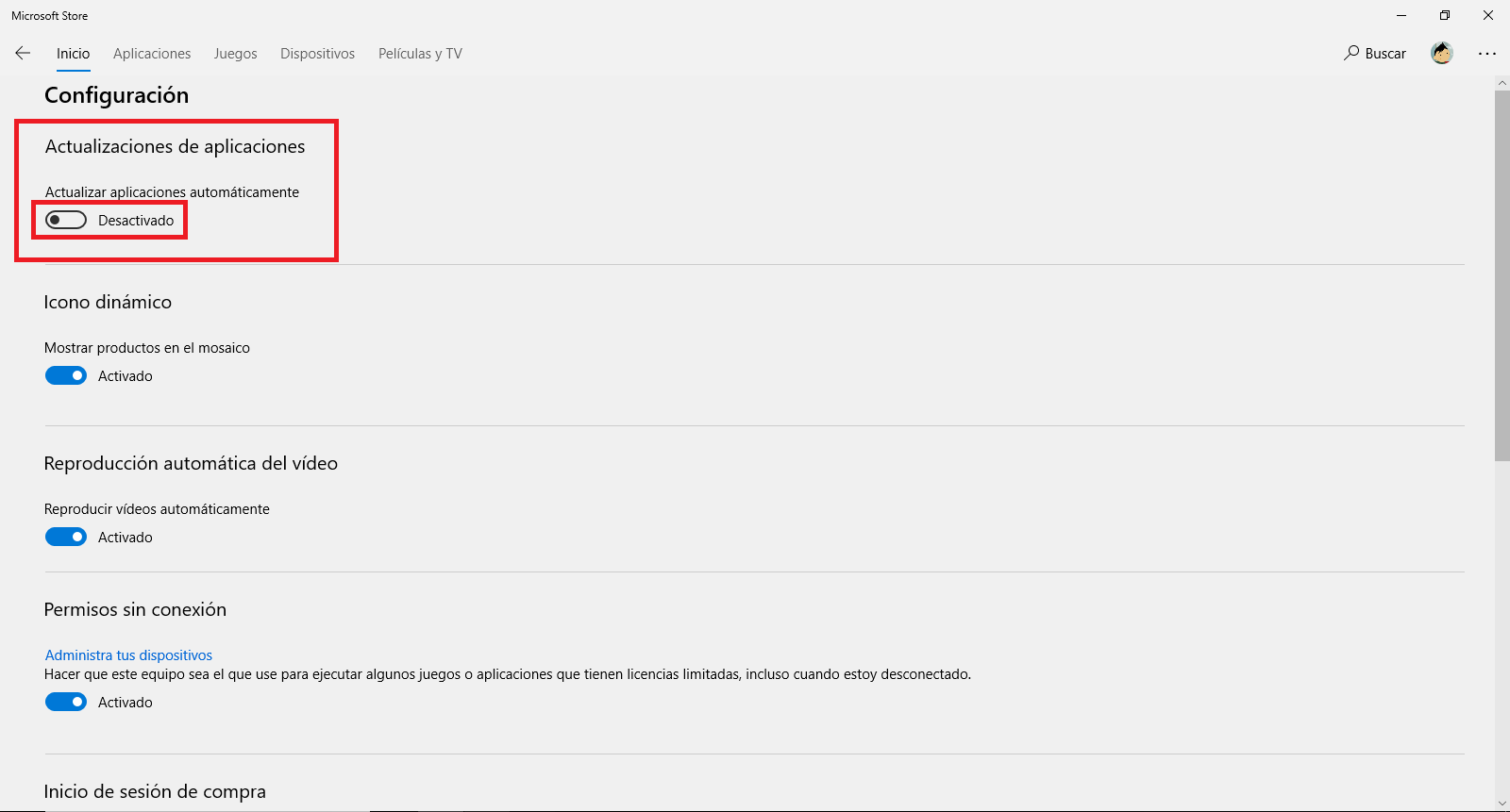 no actualizar automáticamente las aplicaciones de Windows 10