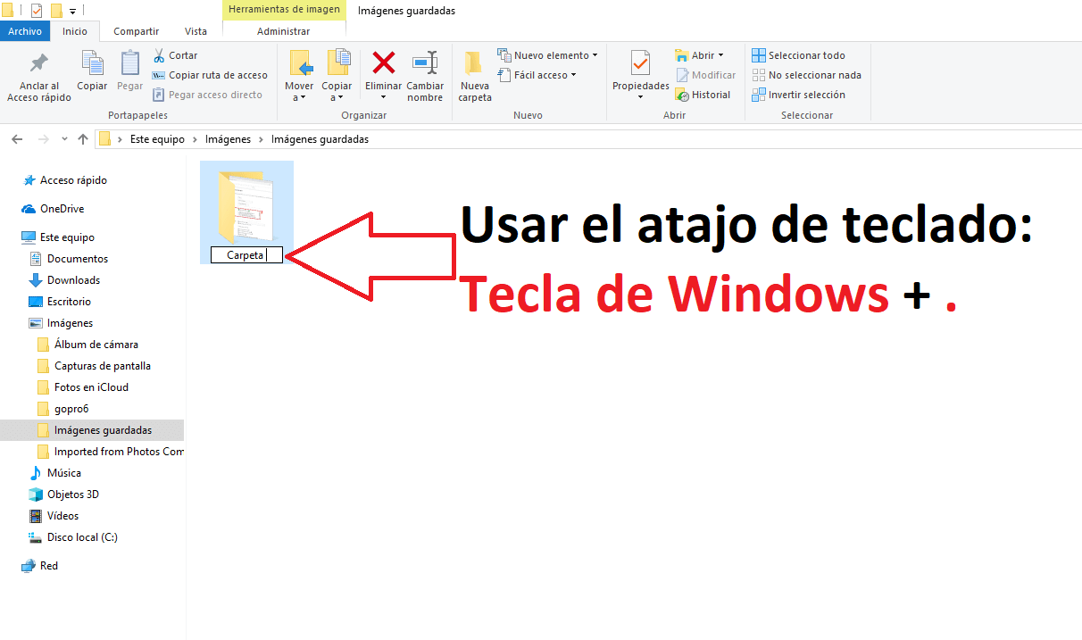 Nombres de archivos y carpetas con emoticonos en Windows 10