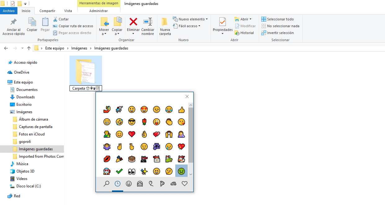 Windows 10 permite añadir emoticonos en los nombres de carpetas y archivos