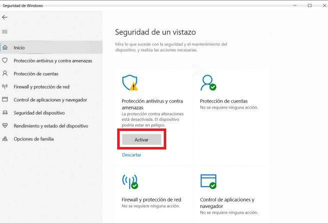 como habilitar la proteccion contra alteraciones de windows defender