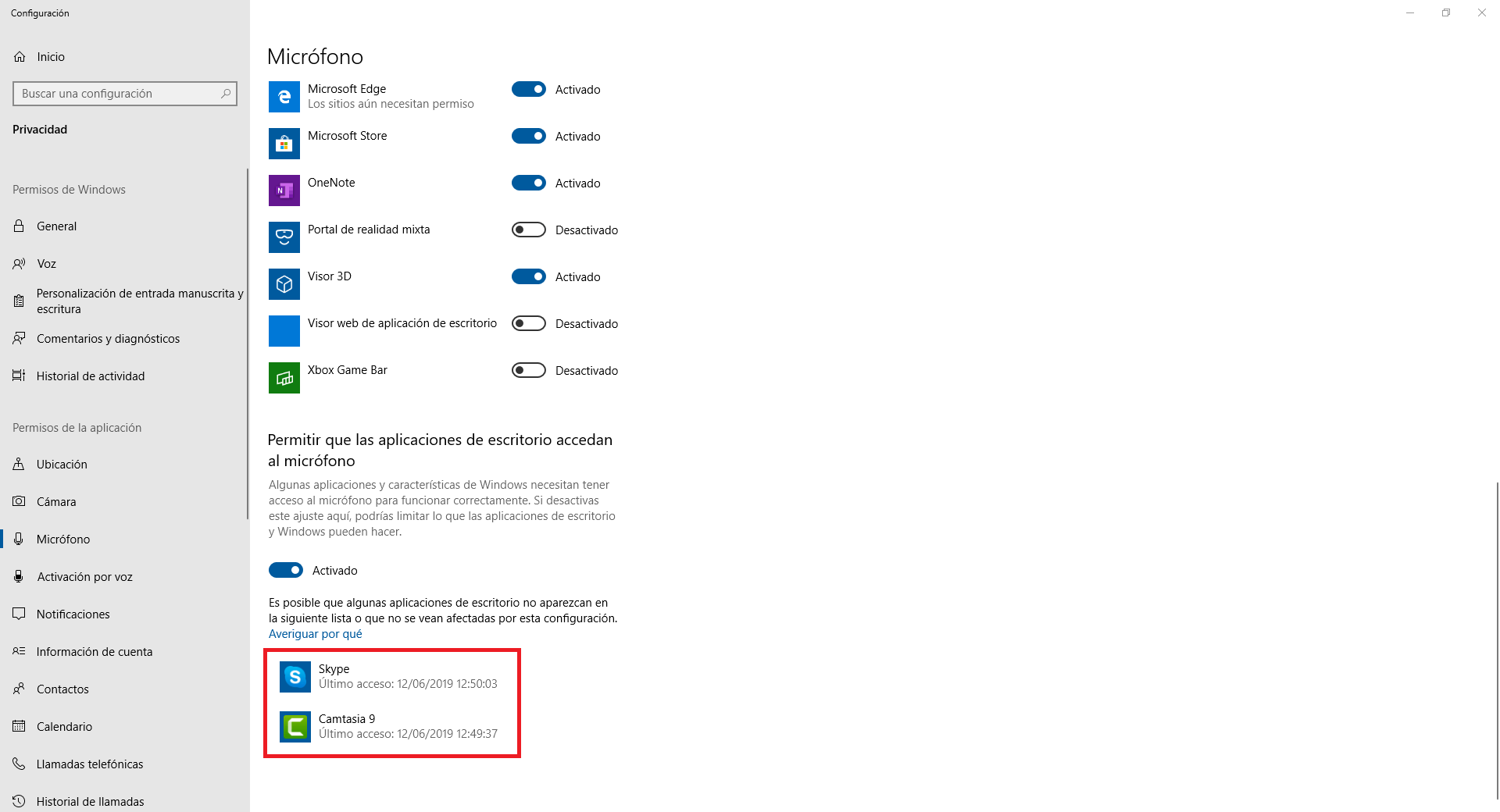 como desactivar el acceso de un programa al microfono de tu ordenador con Windows 10