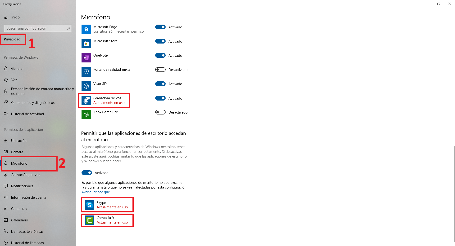 que apps o programas pueden acceder al microfono de tu ordenador con Windows 10