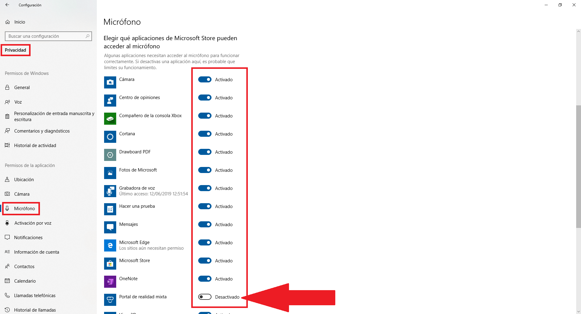 no quiero que un programa tenga acceso al microfono de mi ordenador con Windows 10.