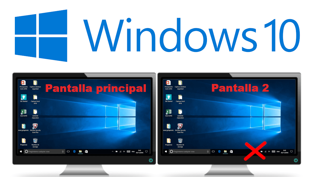 Como desactivar la barra de tareas en la segunda pantalla Windows 10