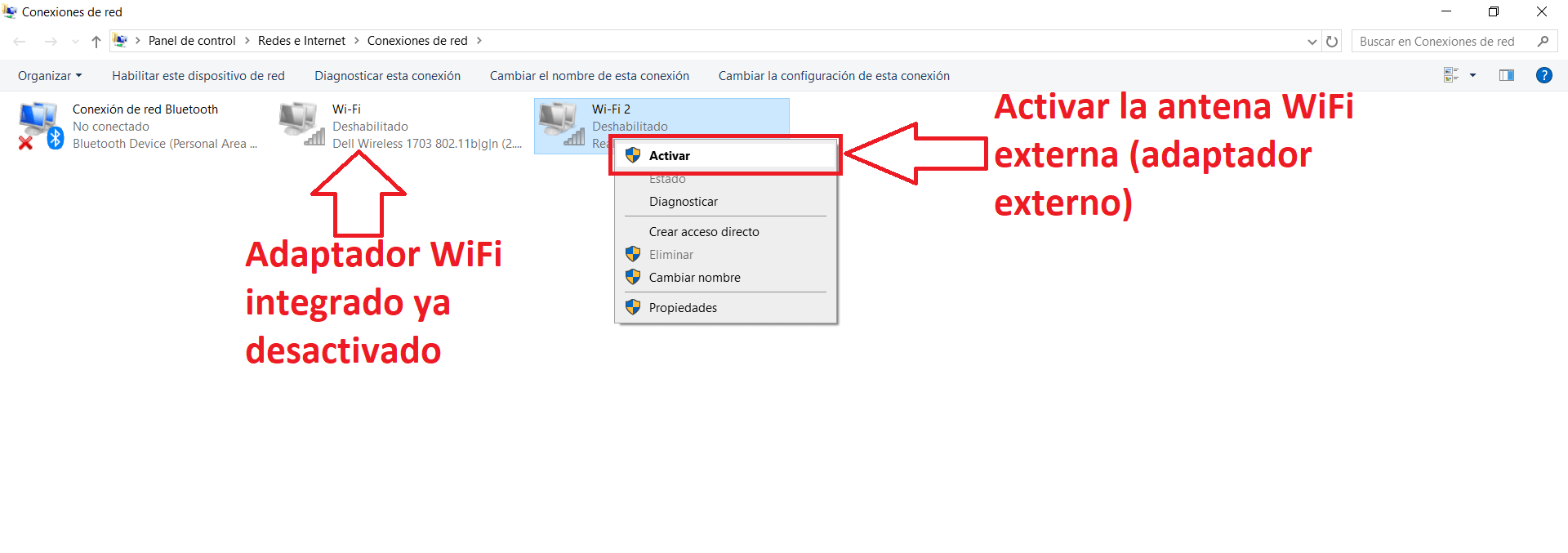 como activar un adaptador de internet externo en tu ordenador con windows 10