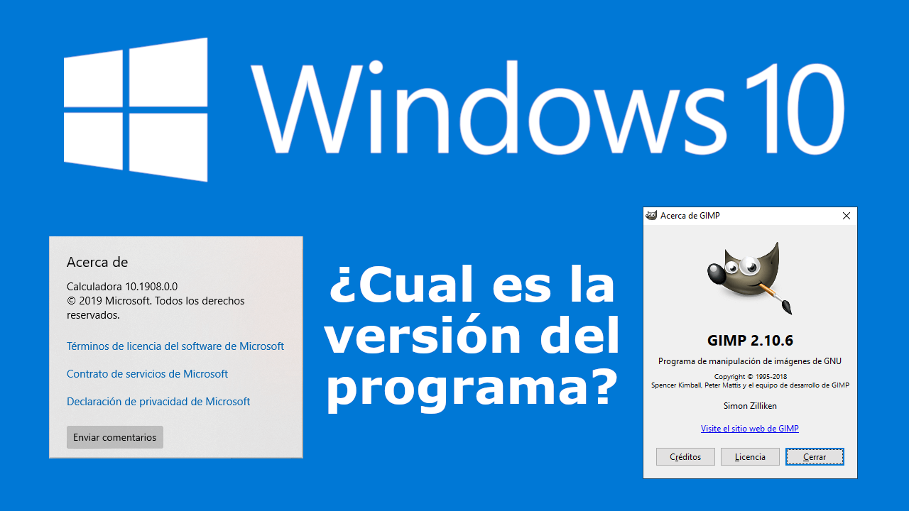 version de programas y app de windows 10