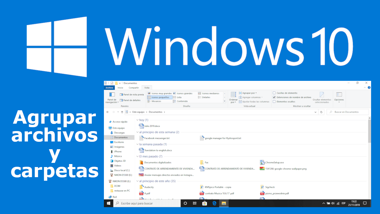 como agrupar archivos dentro del explorador de archivos de Windows 10