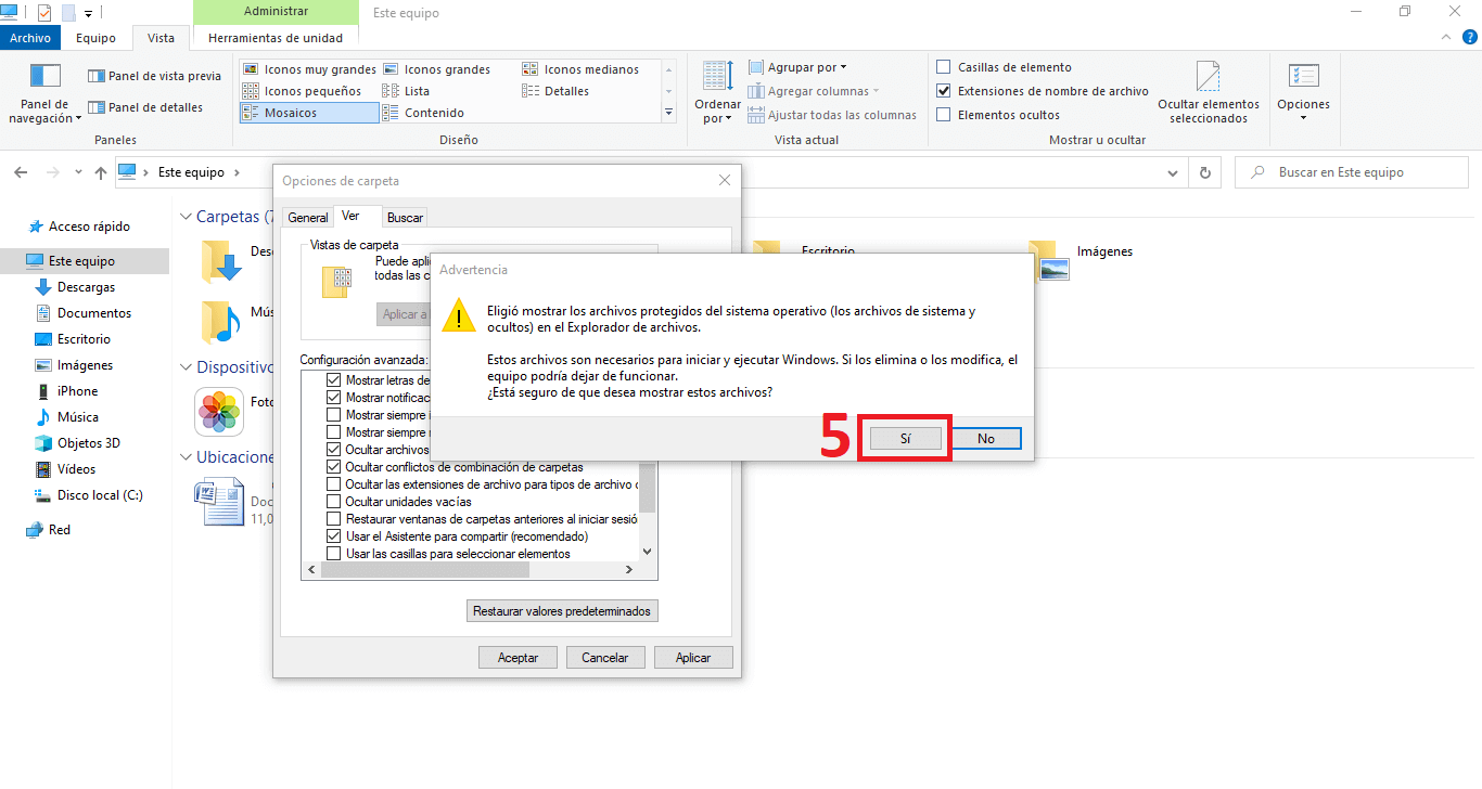 Como ocultar los archivos ocultos del sistema en windows 10