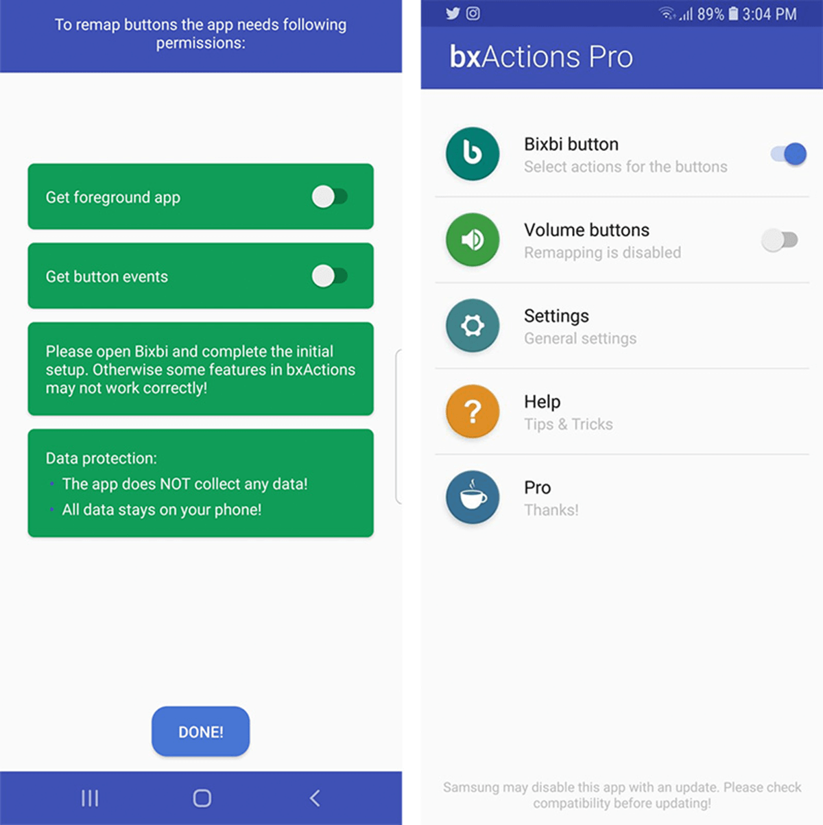 boton bixby de samsung desactivado en dispositivo android