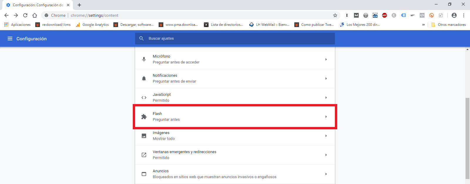 como activar la pregunta sobre activar flash en Chrome