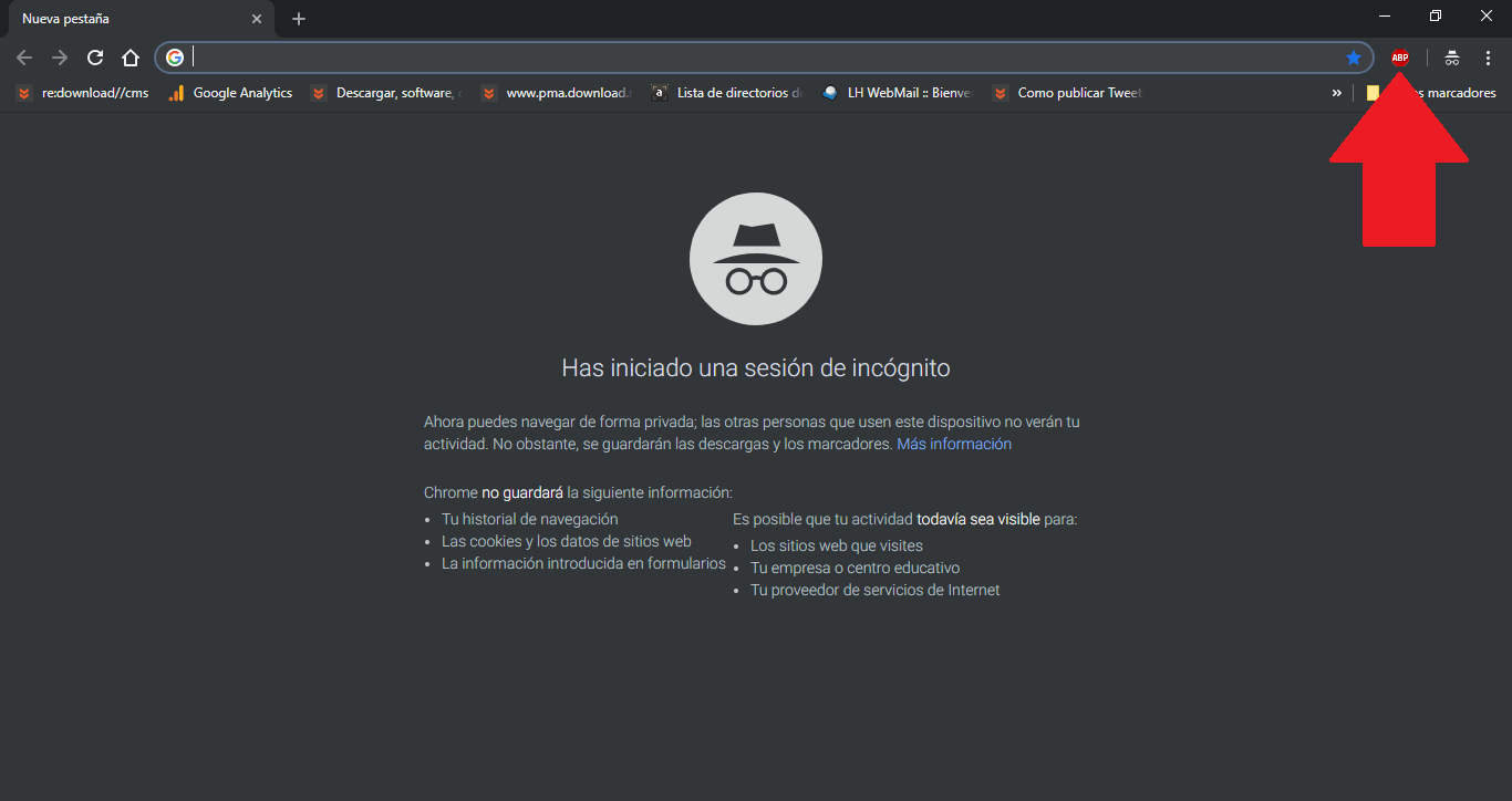 activar las extensiones de chrome en modo incognito 
